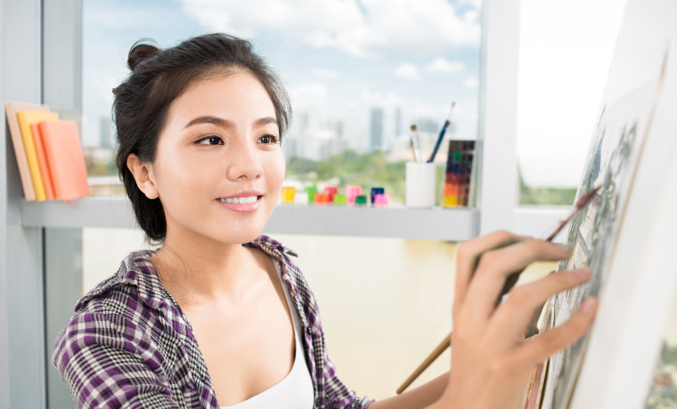 Painter enjoying relaxing creativity